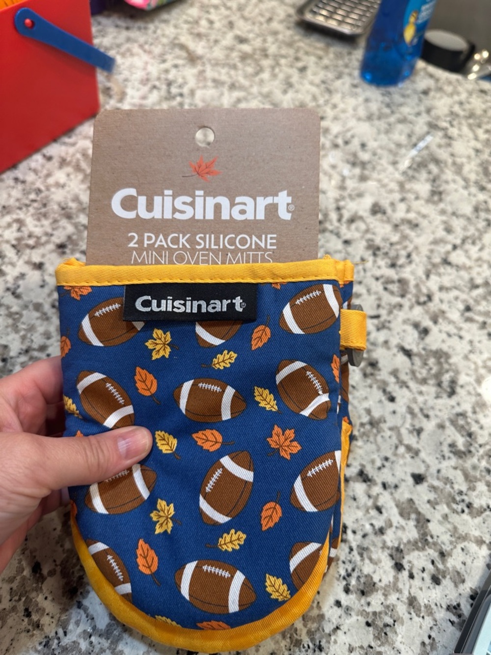 Cuisinart Football Pattern Silicone  Oven Mitts - 2 Pack